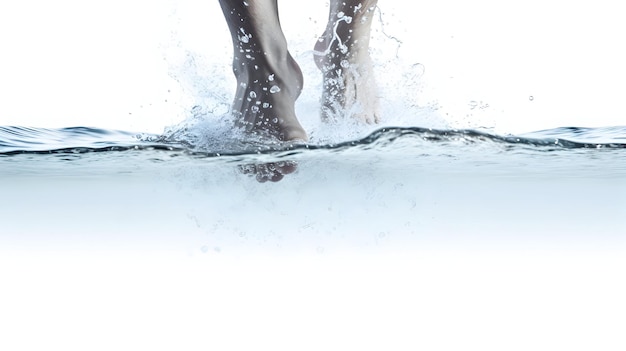 水泳選手の足が水中をる