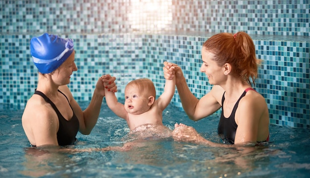 Swimming class with instructor for infants