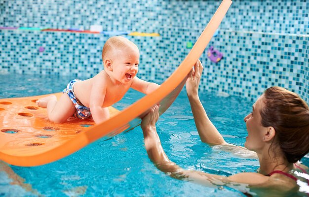 Swimming class with instructor for infants