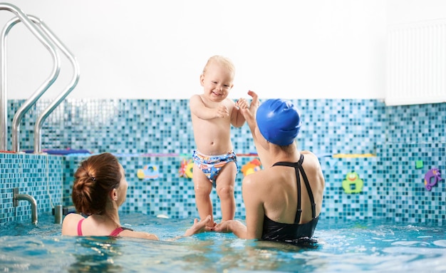 Swimming class with instructor for infants