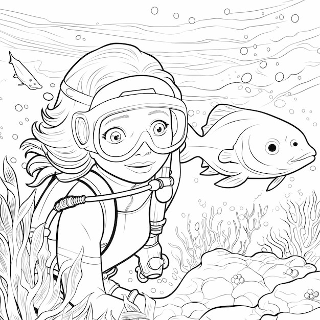 Swimming Friends Kid Underwater Adventure Coloring Page Fish