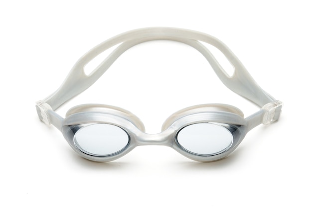 Swimming goggles on white