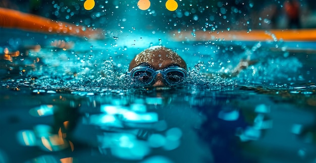 Плавание, олимпийский вид спорта, пловец в спортивном бассейне, изображение, созданное AI