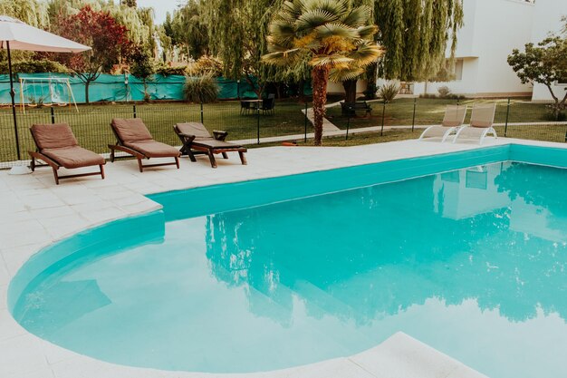 Foto piscina contro gli alberi