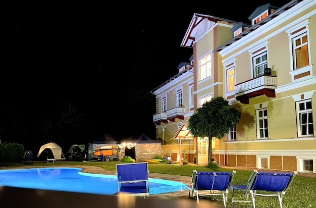 Swimming pool of a big villa in the mountains