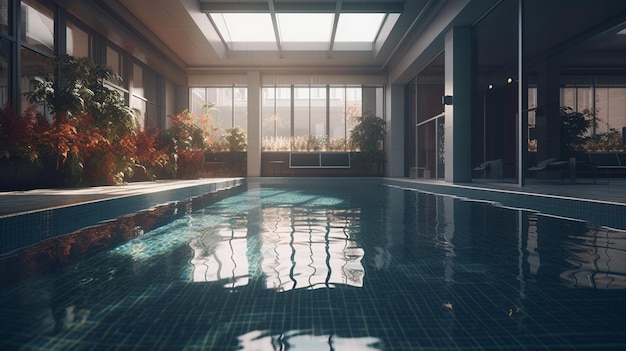 Swimming pool in luxury hotel Generative Ai