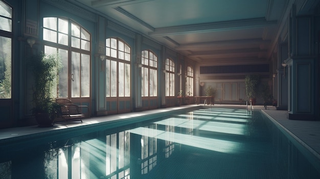 Swimming pool in luxury hotel Generative Ai