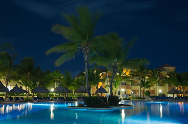 Swimming pool in night illumination