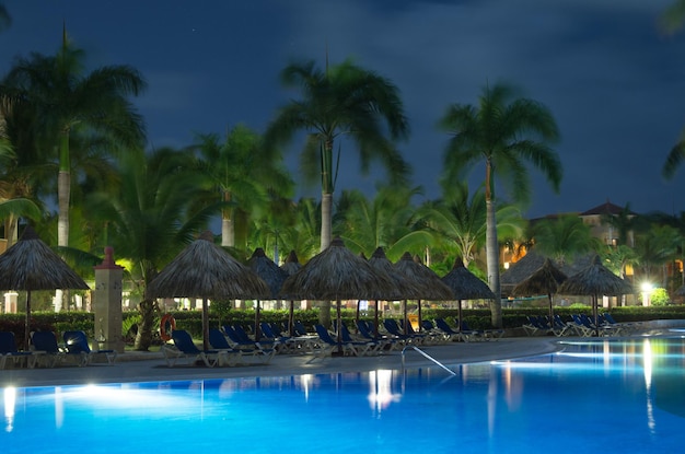 Swimming pool in night illumination