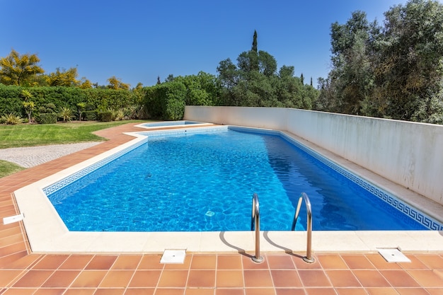 Photo swimming pool for rest and swimming.