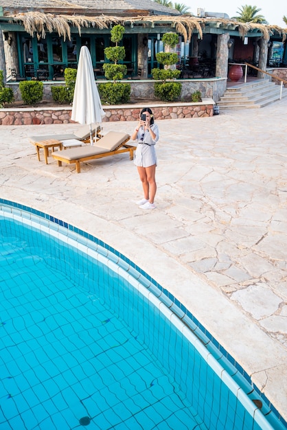 Swimming pool on tropical resort