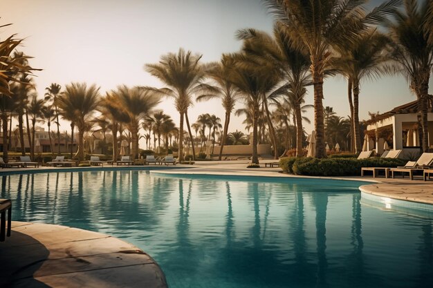 Photo swimming pool at tropical resort