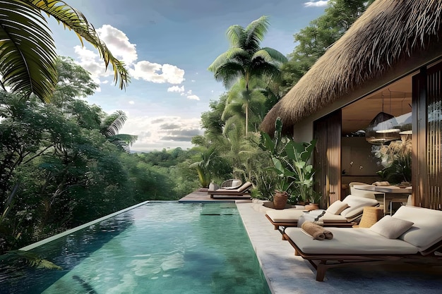 Swimming pool in a tropical villa