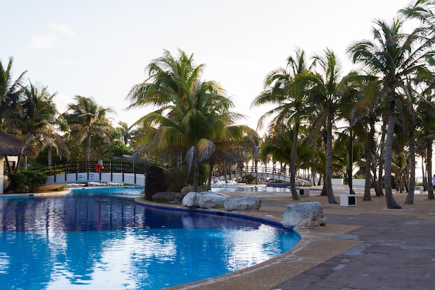 Swimming pool at the vacation resort in Mexico.