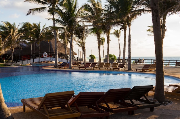 Swimming pool at the vacation resort in Mexico.