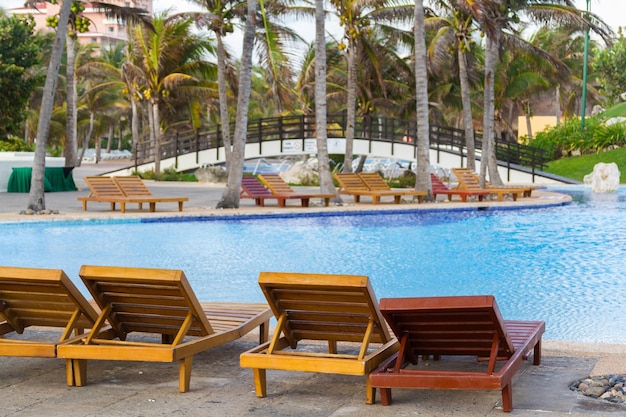 Swimming pool at the vacation resort in Mexico.