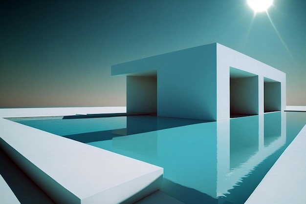 Photo swimming pool with contemporary architecture on sunny day genera