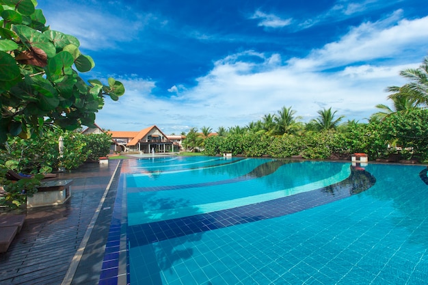 Swimming pool with hotel