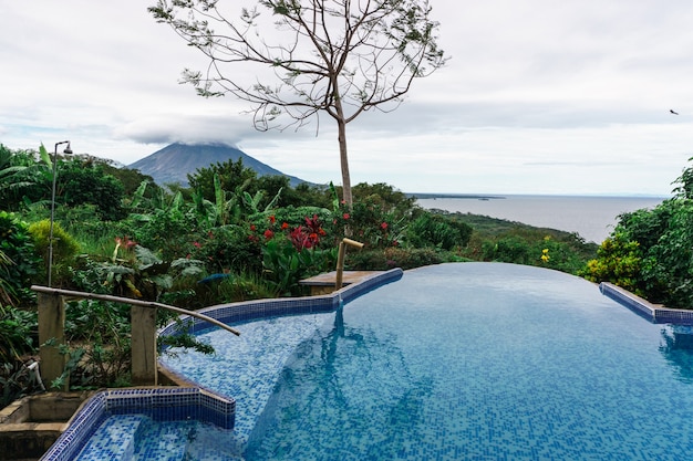 Swimming pool with sea view, in a Nicaraguan hotel