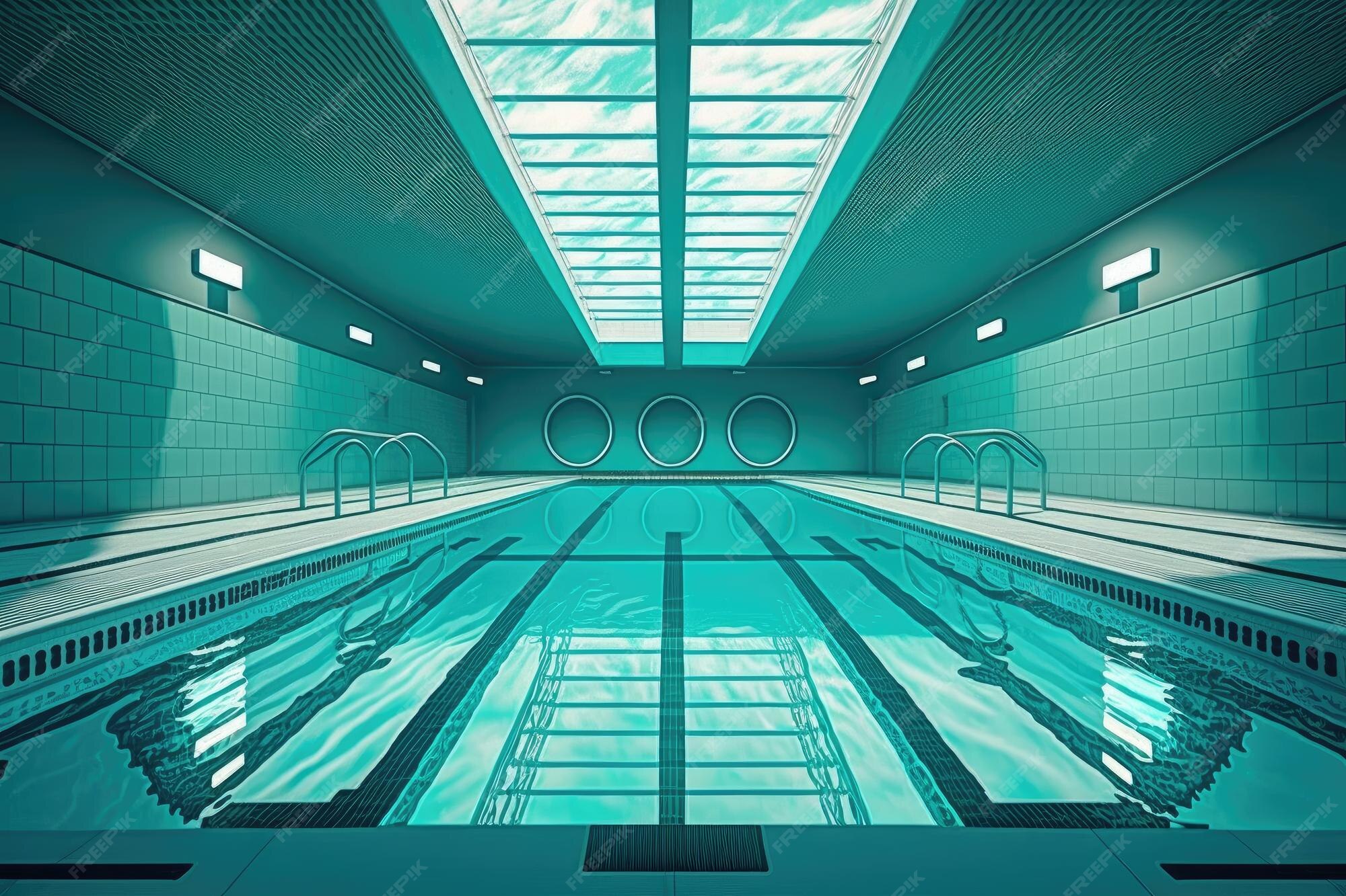 Premium AI Image Swimming pool with underwater view of swimming lanes