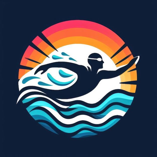 Photo swimming symbol design template design colorful