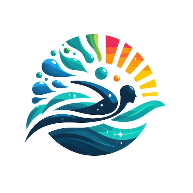 swimming symbol design template design colorful