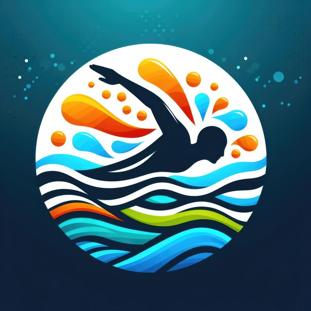 Photo swimming symbol design template design colorful