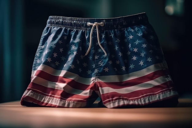 Swimming trunks in the colors of the america flag AI