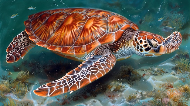 Swimming Turtle in Ocean