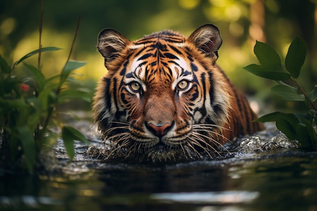 Swimming Wild Tiger Generative AI