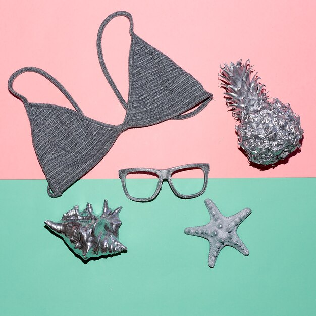 Photo swimsuit top and glasses summer vacation time