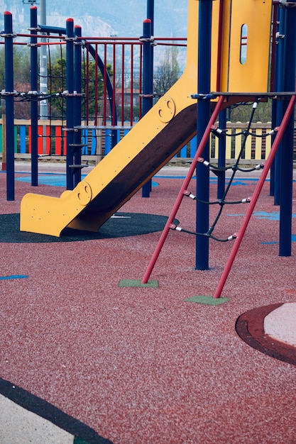 swing in the colorful playground in the street