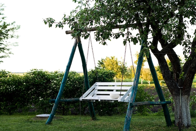 swing in the garden on a summer day