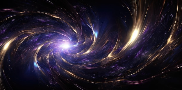 渦巻銀河天の川星紫黄色他の次元雲空間の背景