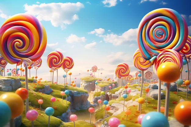 Swirl Lollipops mooie candyland snoep sprookjesachtige achtergrond