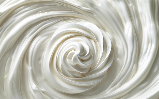 Photo a swirl of white cream which appears to be a type of whipped cream