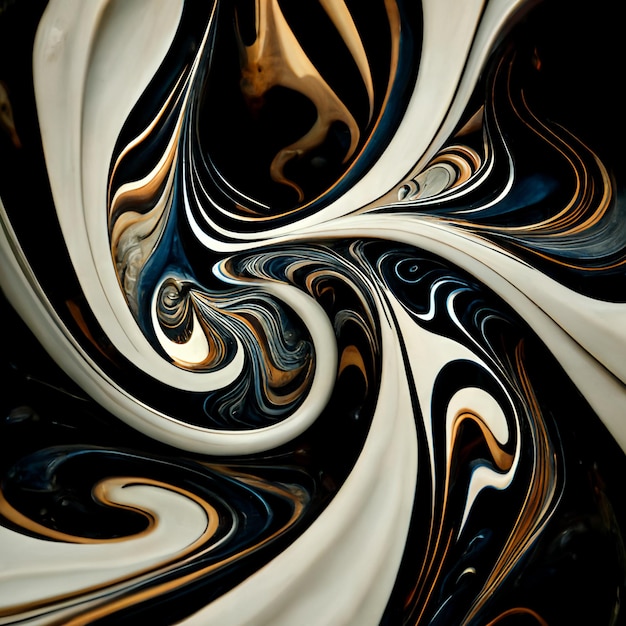 A swirl with white, brown and black colors is shown.