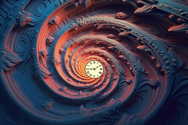 Swirled surreal clock time and space concept