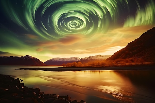 Photo swirling auroras aurora borealis background aurora sky northern lights scene auroras borealis