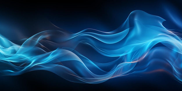 Swirling Blue Smoke Wave on Black Background