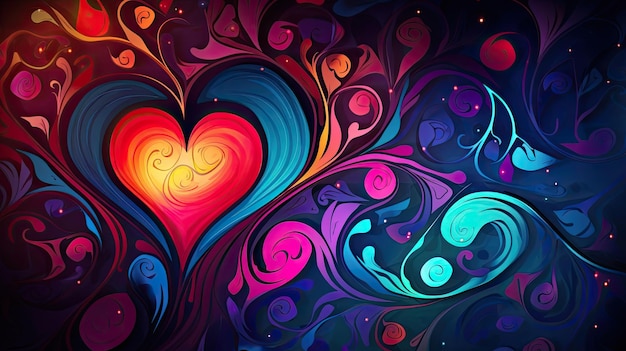 Swirling Colorful Heart Background