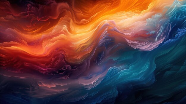 Swirling colors blending in abstract painting captured in highresolution image that highlights texture and depth