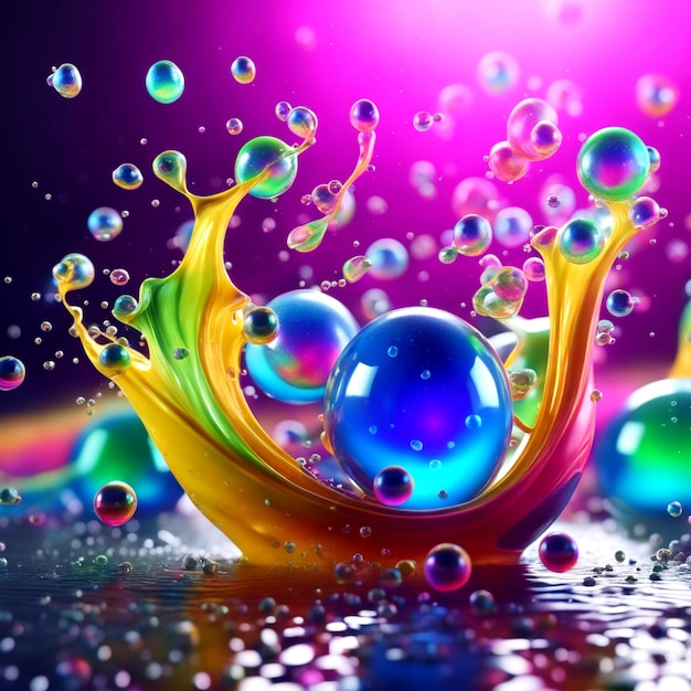 Swirling colors with bubbles and droplets