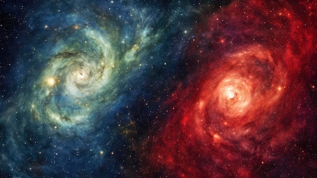 Swirling galaxy patterns in cosmic hues Created with Generative AI technology