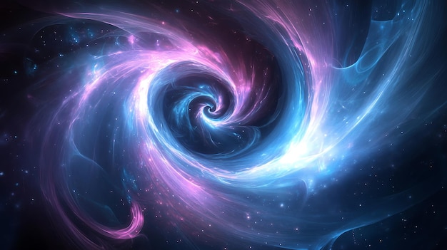 a swirling galaxy of pink and blue light