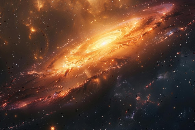 Вихревая галактика с яркими звездами и центральной черной дырой