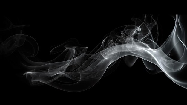 Photo swirling light white smoke on black background generative ai