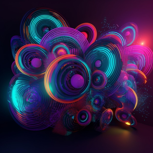 Swirling Neon Circles Abstract Wallpaper