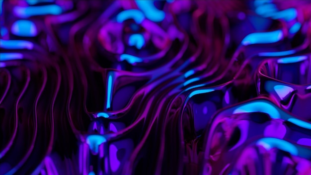 Photo swirling neon lights create a mesmerizing digital abstraction in deep blue and pink