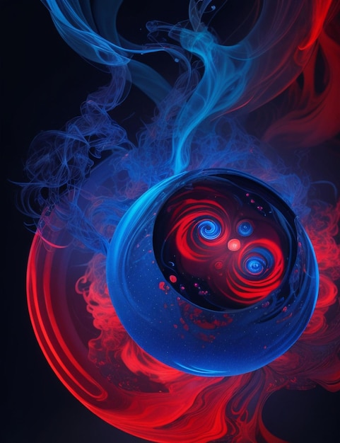 swirling red and blue fluid smoke burst texture